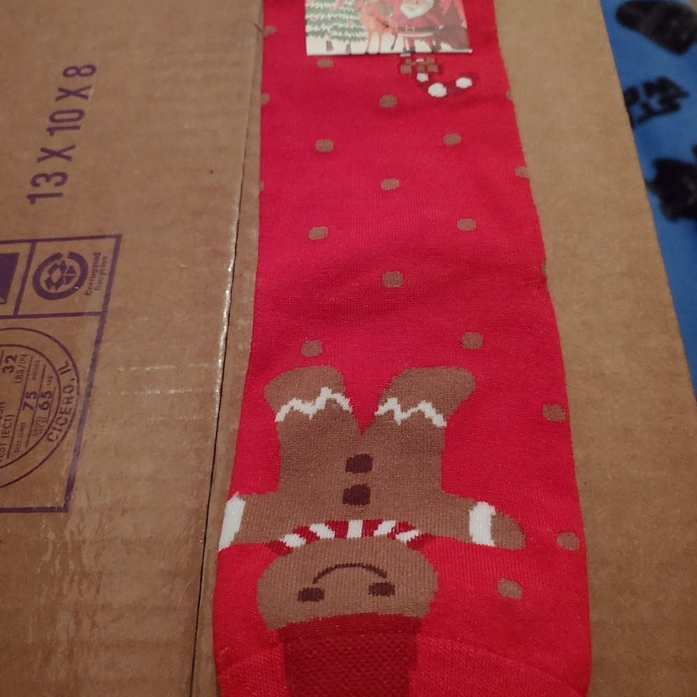 Red Gingerbread Socks - Picture 2 of 6